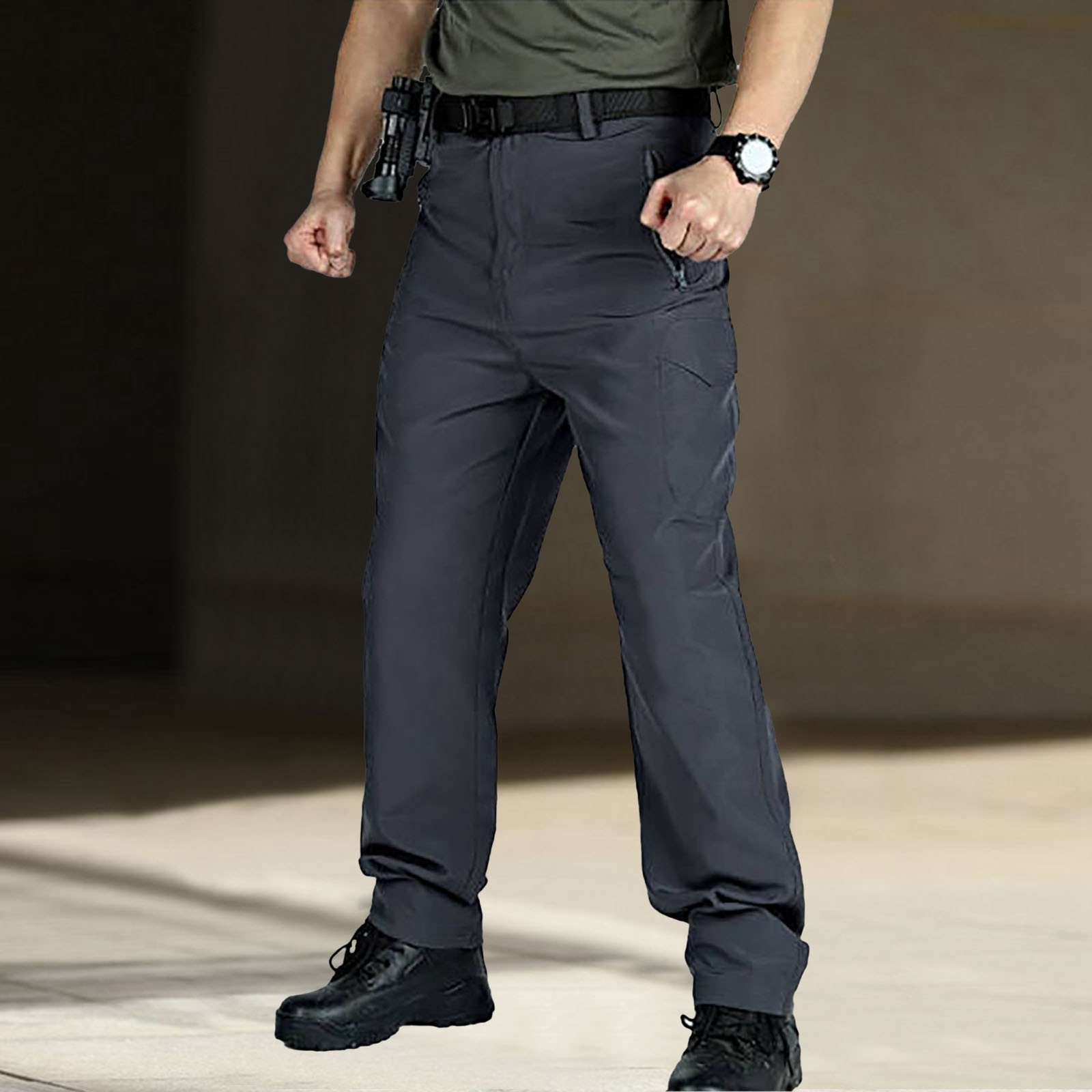 thumbnail image 3 of Pantalones cargo ligeros de senderismo para hombre - 95 % nailon, 5 % spandex - Diseño con múltiples bolsillos, cintura elástica, adecuados para acampadas y aventuras al aire libre, 3 of 5